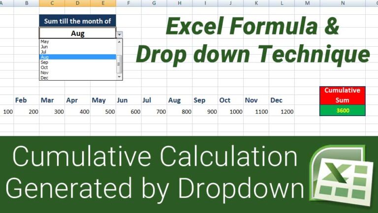 Excel Formula To Generate Cumulative Calculation By Drop Down