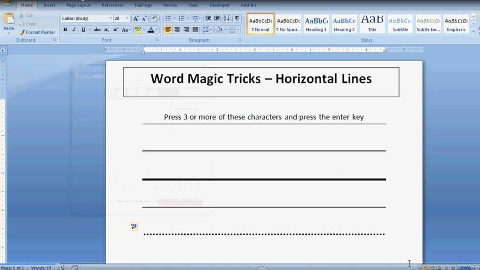 Automatic Horizontal Line in Word - Word Magic Tricks