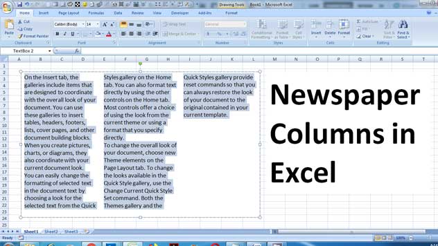 How to create Newspaper Columns in Excel
