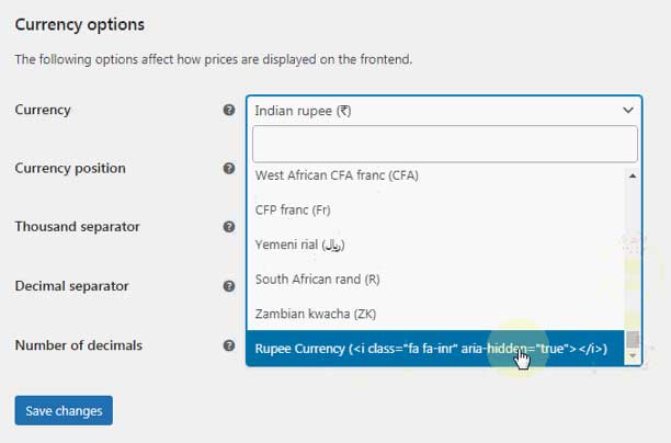 Indian Rupee Symbol for Woocommerce