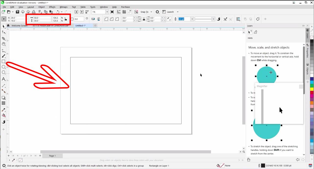 creating rectangle in coreldraw with locked aspect ratio