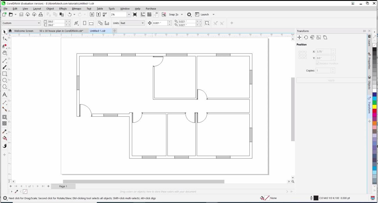 how to draw a house plan in coreldraw - Floor Plan in CorelDRAW