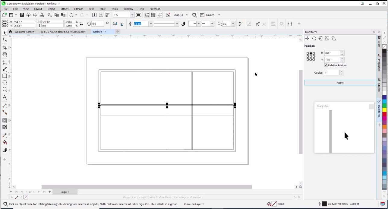 offset transformation in coreldraw - Floor Plan in CorelDRAW