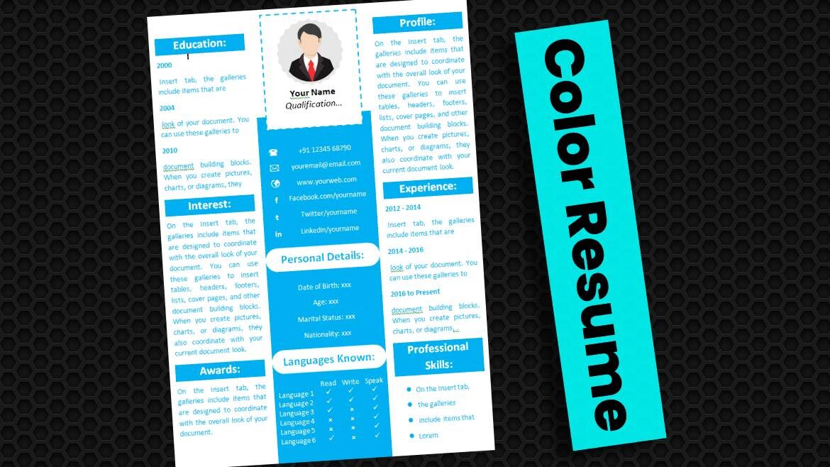Colorful Resume Template Word Free Download