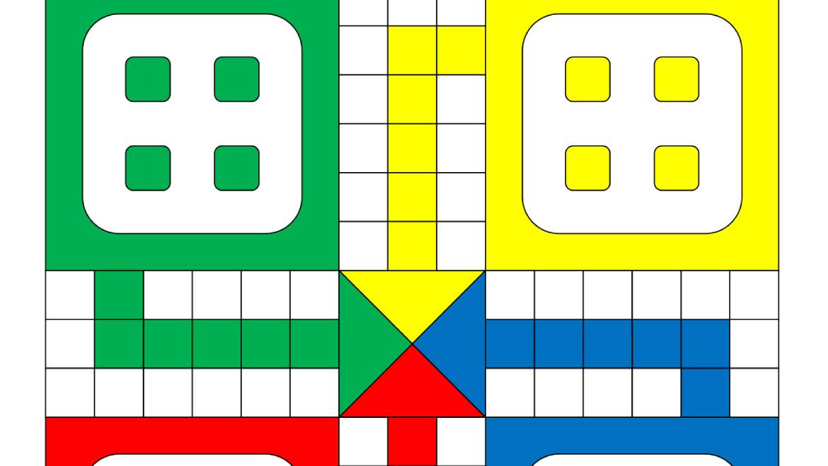 Family ludo board game pronto para imprimir design em um fundo