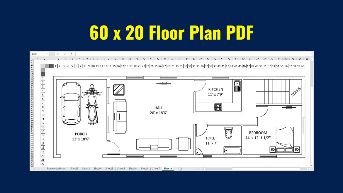 60x20 Floor Plan - 60x20 House Plan PDF Free Download