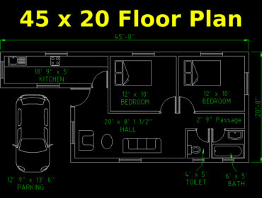 45 x 20 Floor Plan - Librecad Floor Plan - FREE Download